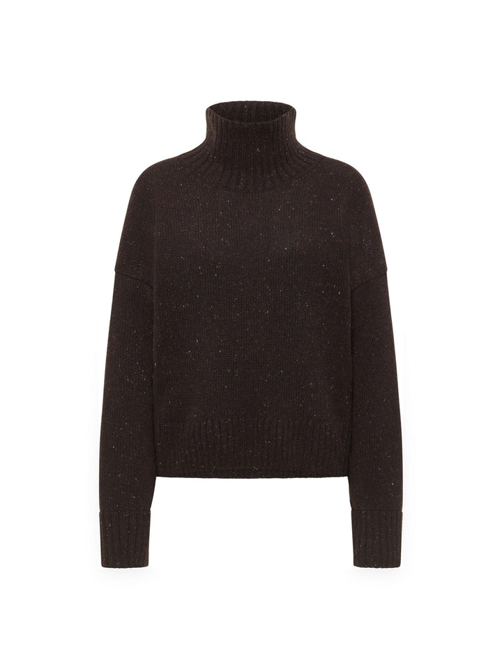 Oversize Pullover GOTS Bitter Chocolate Tweed von Lanius freigestellt