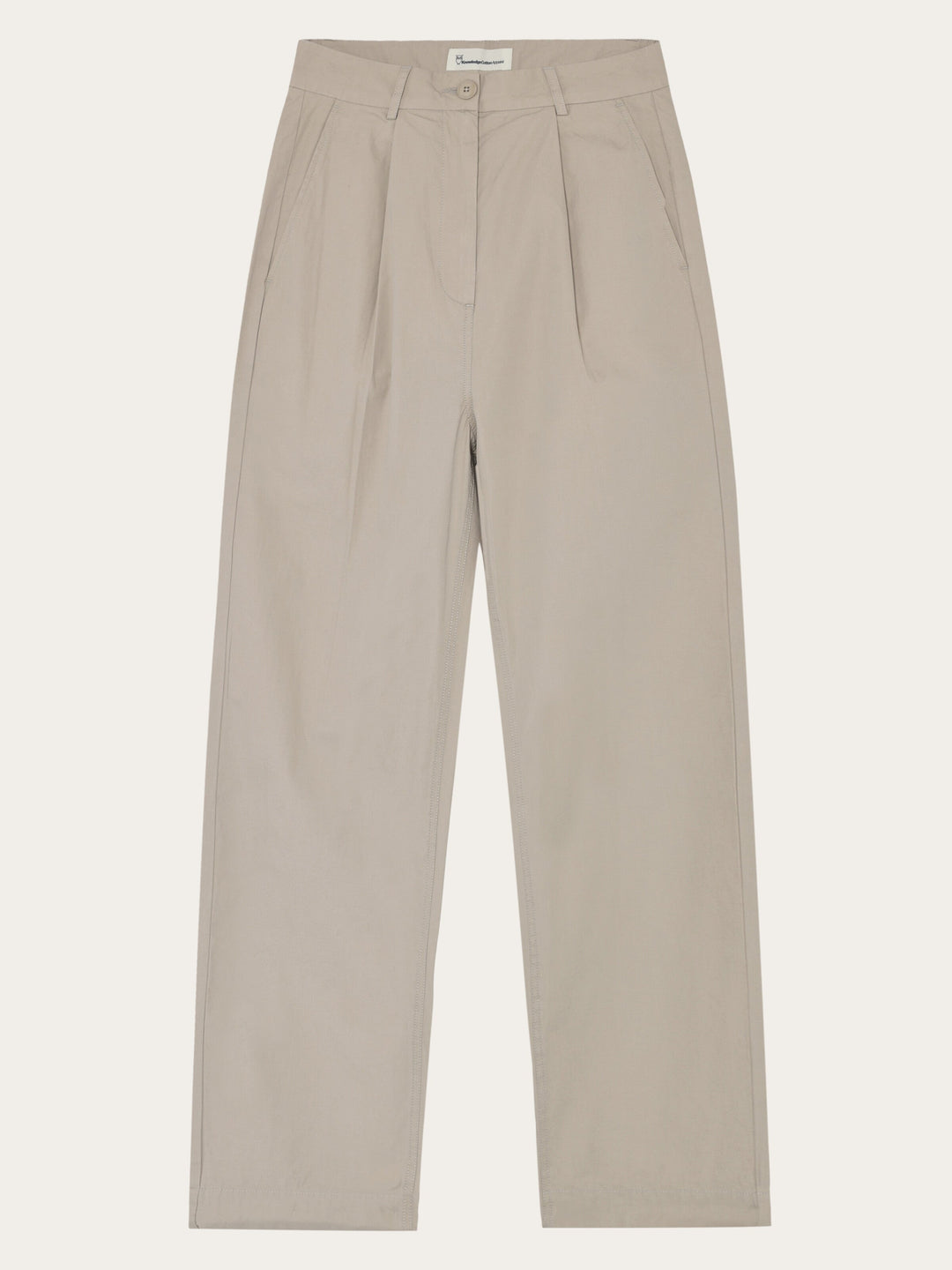 Poplin Pleat Pants Light Feather Grey von KnowledgeCotton Apparel – Hose von vorne