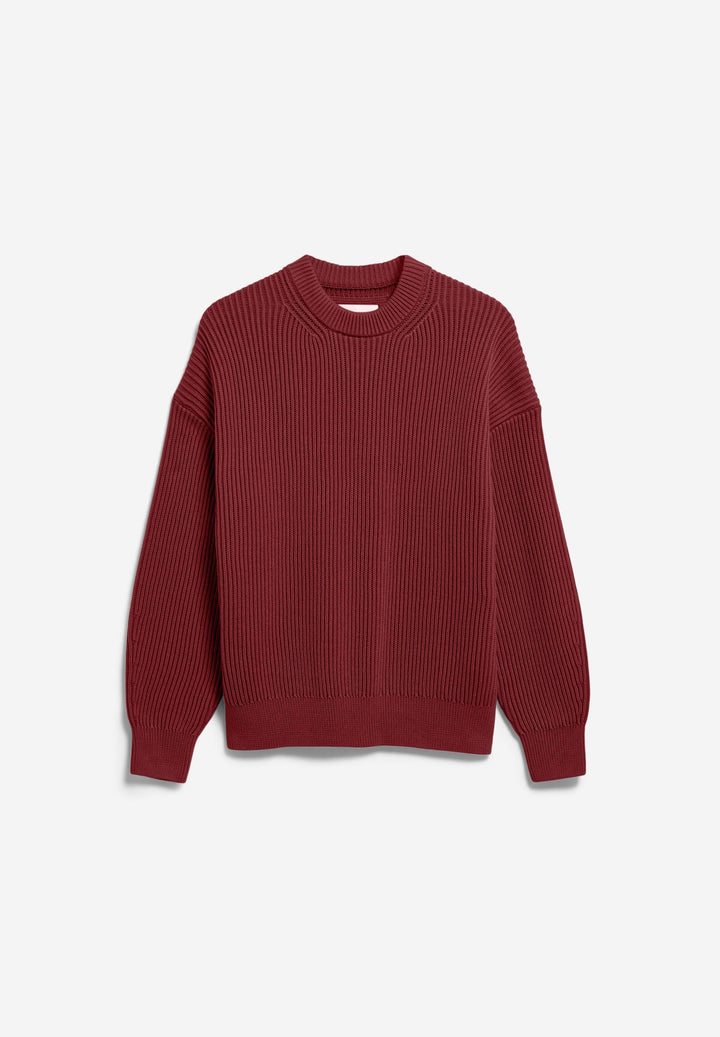 Pullover VANISÉ Rippstrick Velvet Red von Armedangels freigestellt