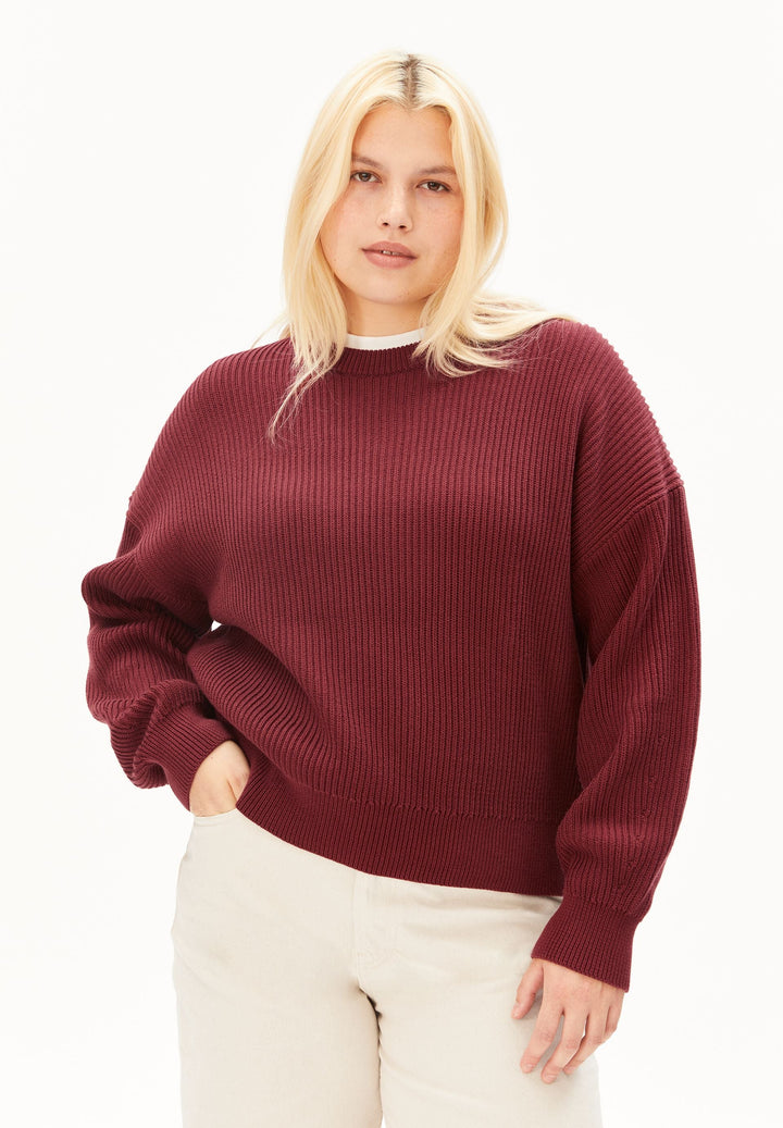 Pullover VANISÉ Rippstrick Velvet Red von Armedangels Vorderansicht