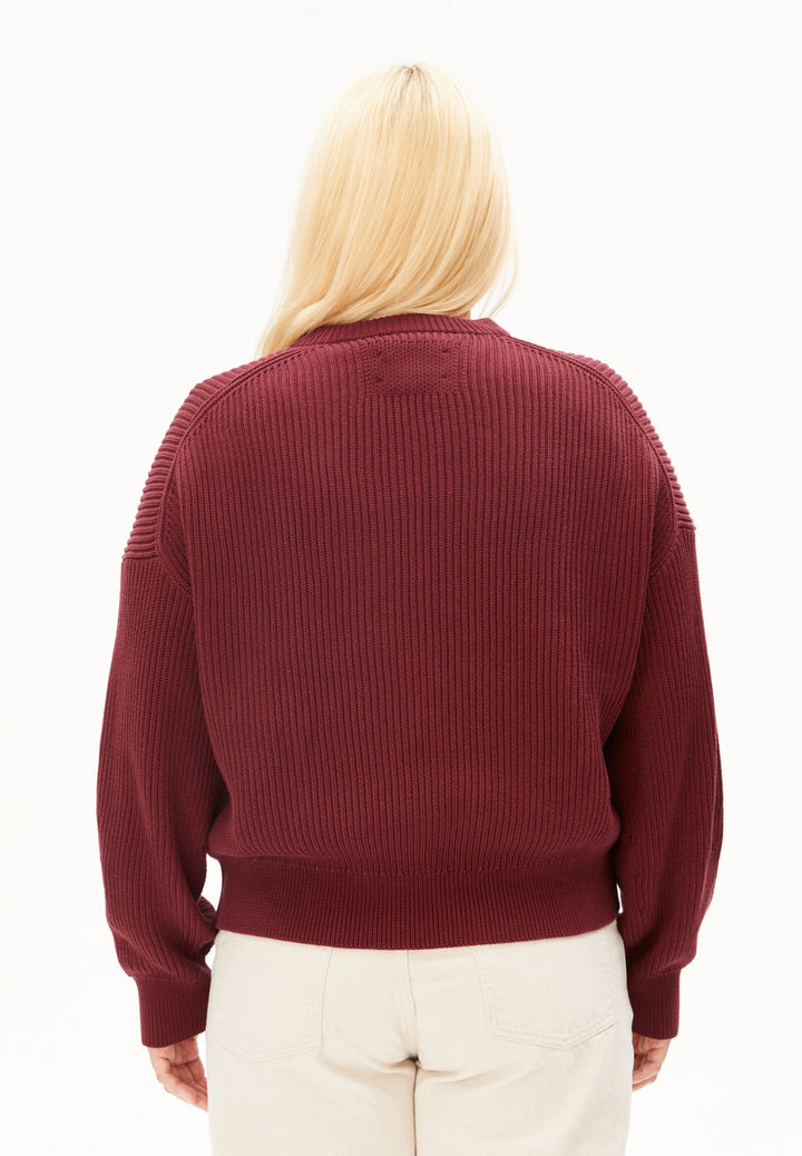 Pullover VANISÉ Rippstrick Velvet Red von Armedangels Rückansicht