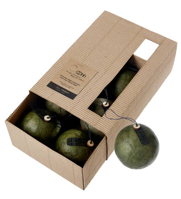 Geschenkbox mit 6 Pulp-Weihnachtskugeln Burnt Olive