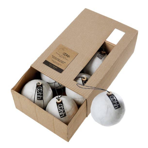 Geschenkbox mit 6 Pulp-Weihnachtskugeln White
