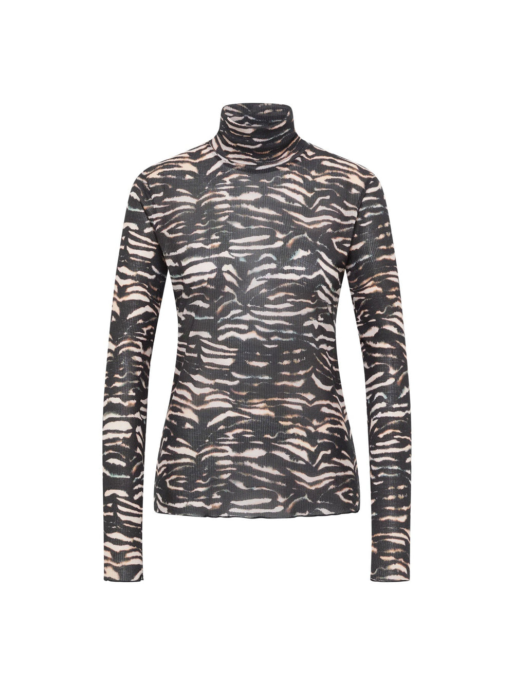 Rollkragenshirt Tencel Print Animal Stripes Rose von Lanius freigestellt