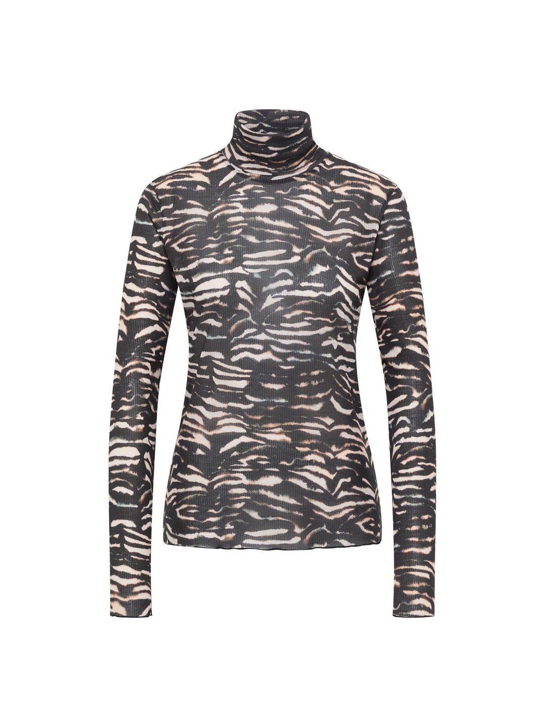 Rollkragenshirt Tencel Print Animal Stripes Rose von Lanius freigestellt