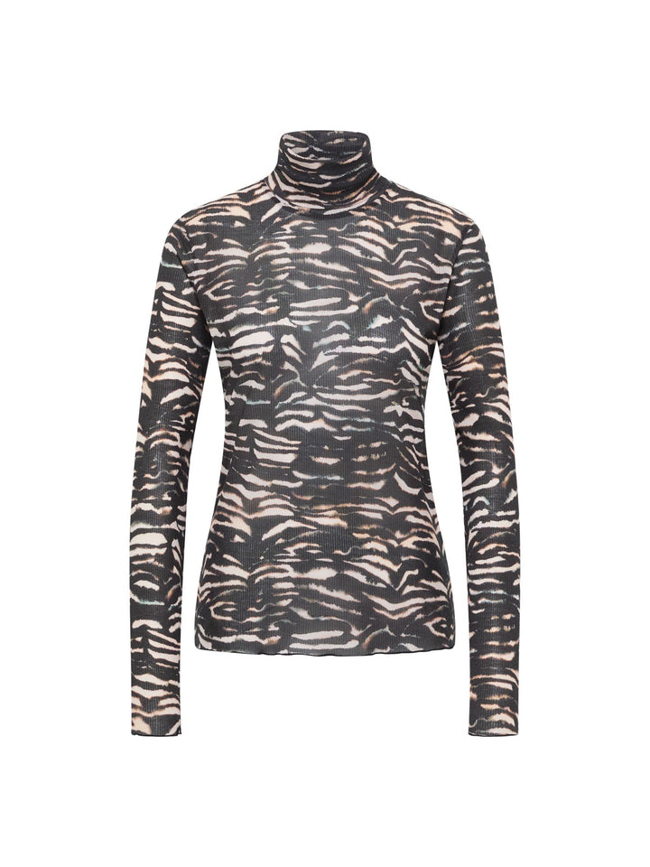 Rollkragenshirt Tencel Print Animal Stripes Rose von Lanius freigestellt