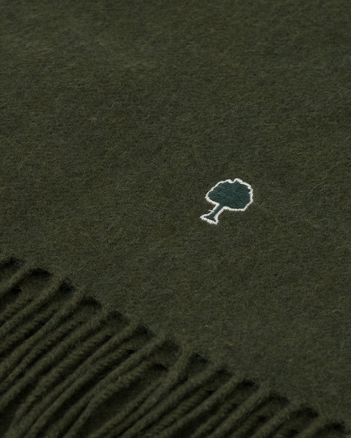 Schal Khaki von Faguo Detail Baum-Stickerei