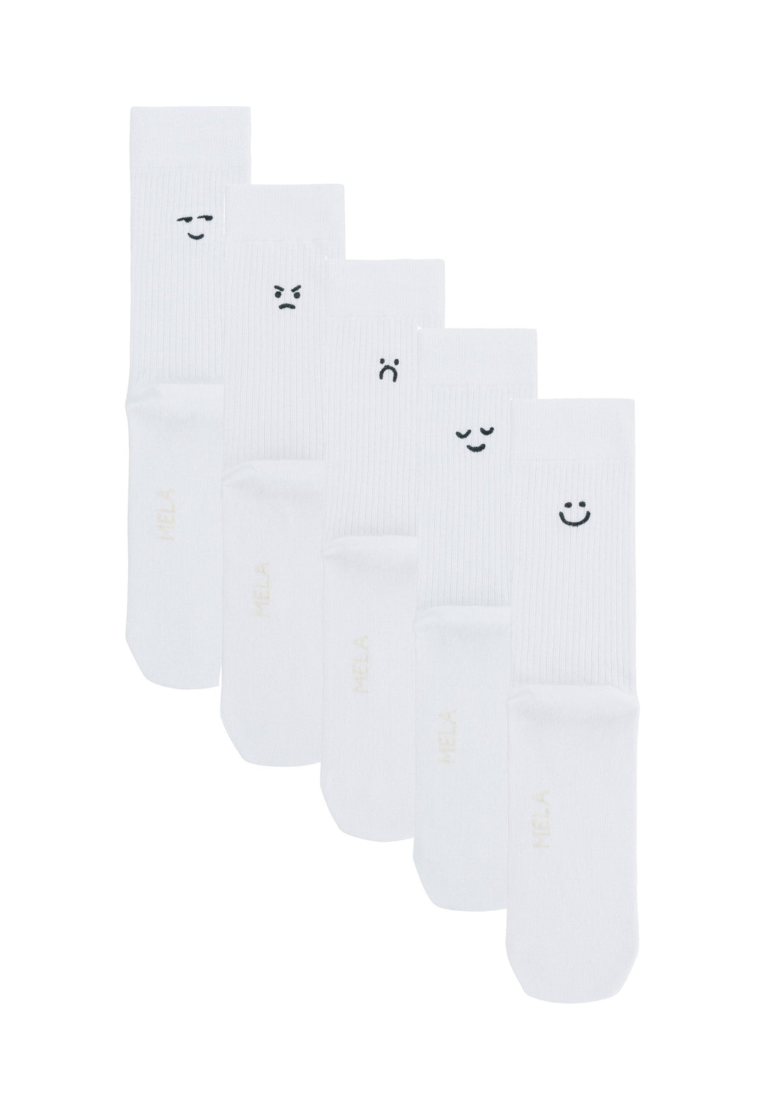 Socken 5er Pack Rippsocken Stickerei Smiley Moods von MELA – Hauptbild