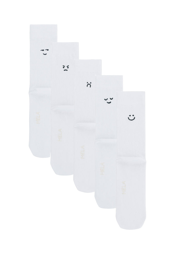 Socken 5er Pack Rippsocken Stickerei Smiley Moods von MELA – Hauptbild