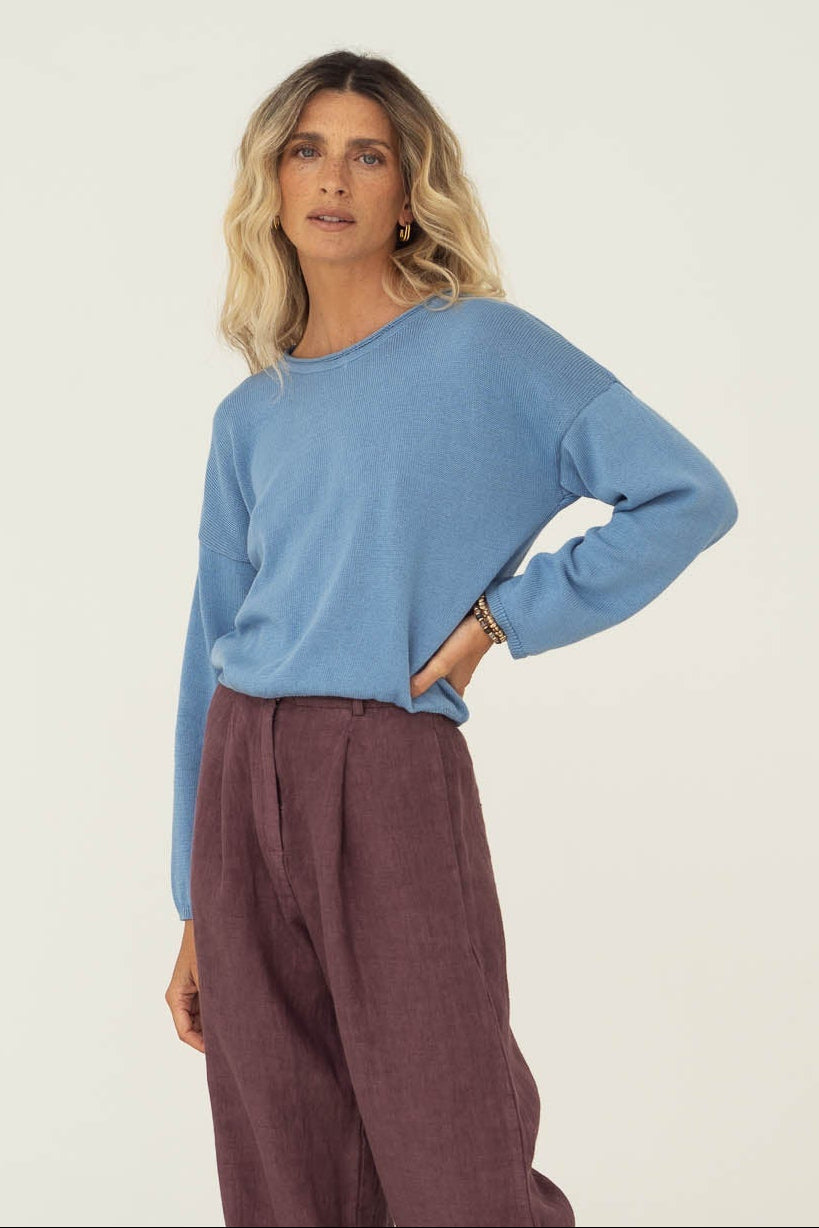Sofie Cotton Sweater Blue – NÄZ – Zweiblatt 1