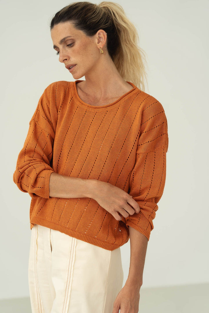 Sofie Linen Sweater Orange – NÄZ – Zweiblatt 1