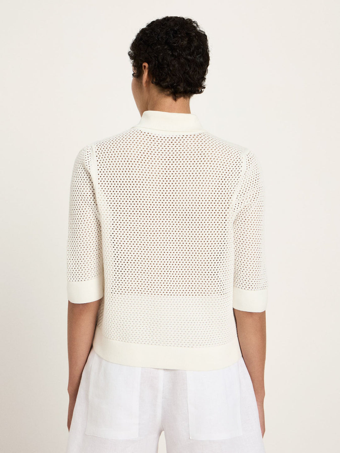 Strickjacke Kurzarm GOTS Off White – LANIUS – Zweiblatt 6