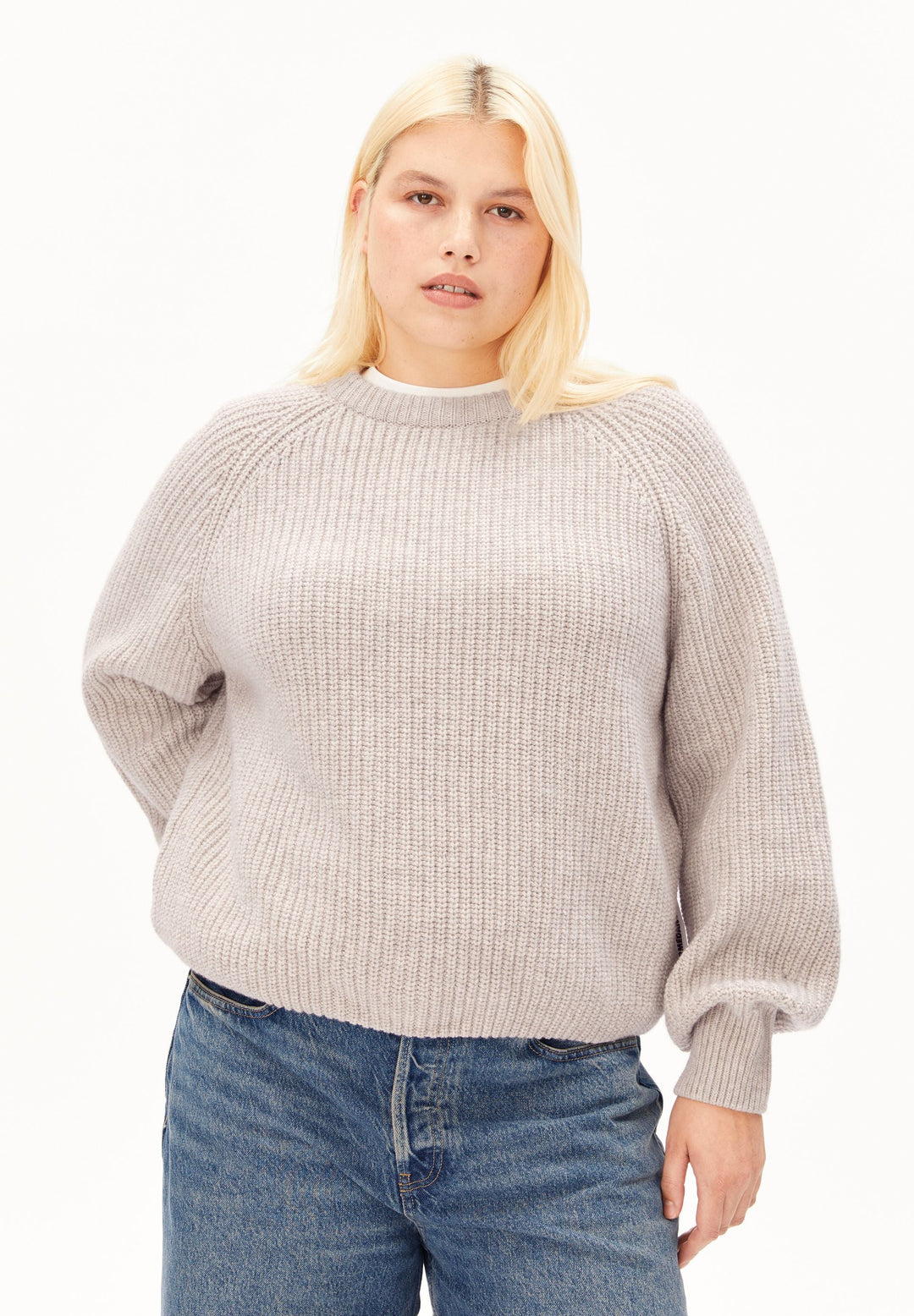 Strickpullover KAAGI Rippstrick Honey Melange von Armedangels Vorderansicht