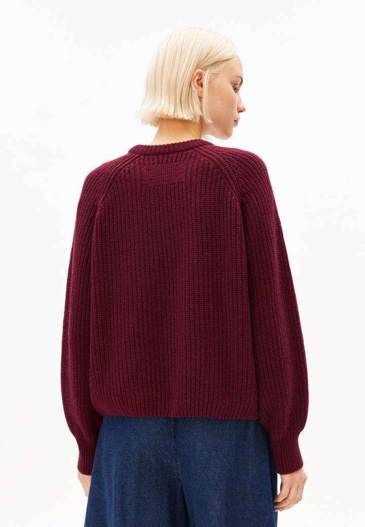 Strickpullover KAAGI Rippstrick Velvet Red von Armedangels Rückansicht