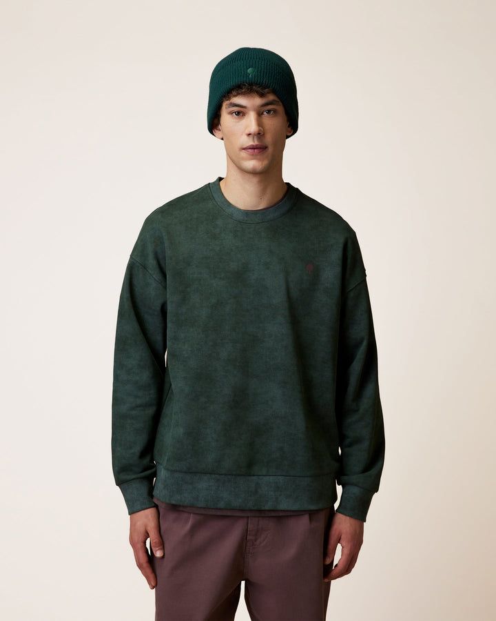 Sweatshirt Fango Dunkelgrün meliert von Faguo am Model