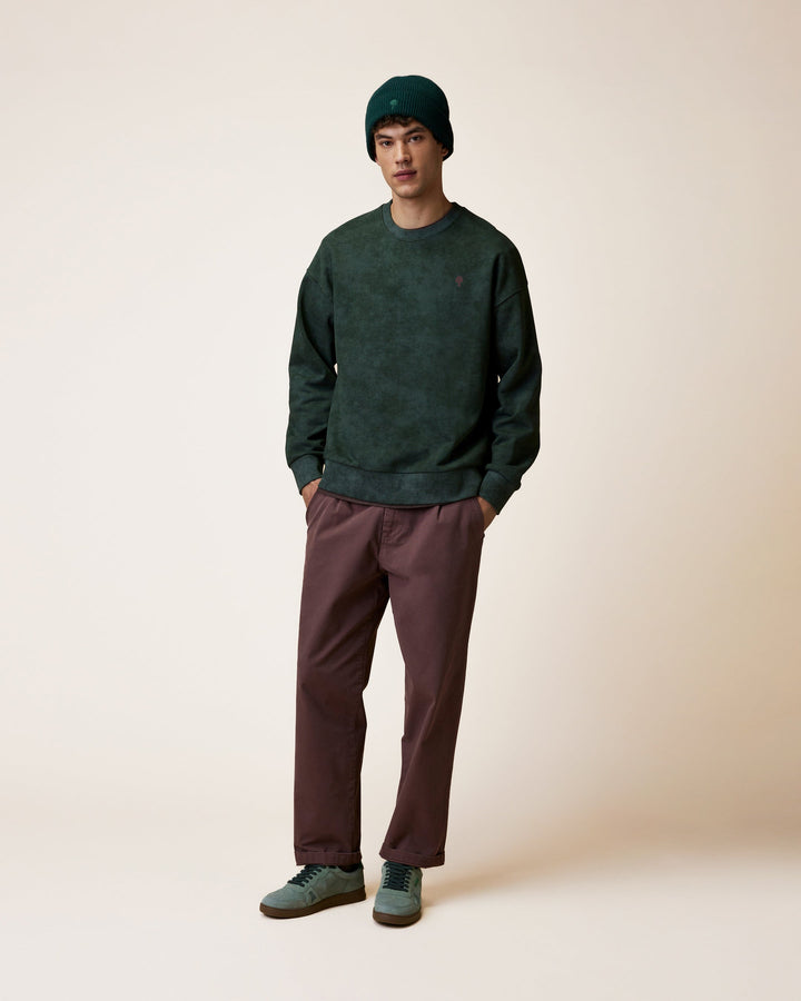 Sweatshirt Fango Dunkelgrün meliert von Faguo am Model
