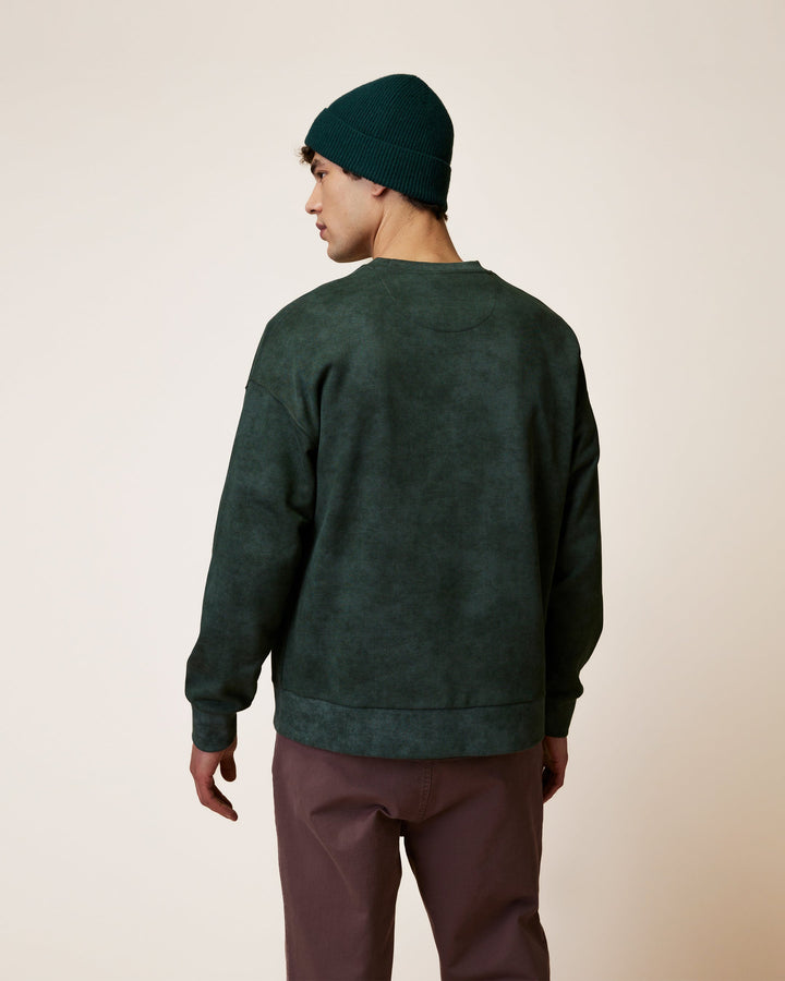 Sweatshirt Fango Dunkelgrün meliert von Faguo am Model