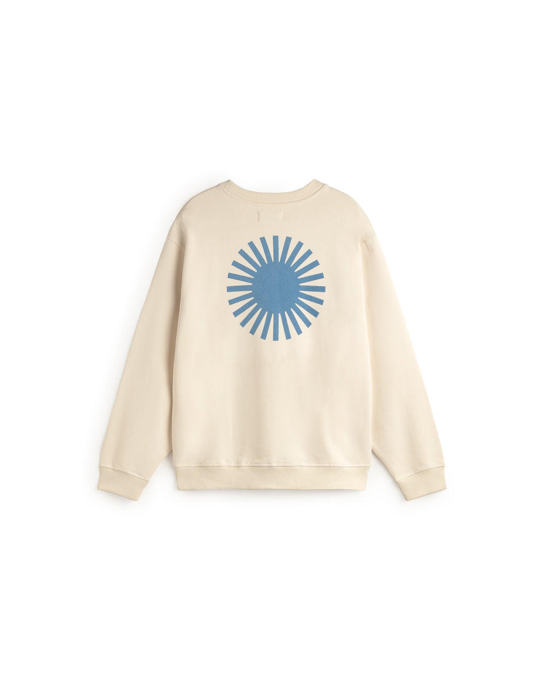 Sweatshirt Leon Ecru mit blauer Sonne von Thinking MU, Freisteller Rückseite