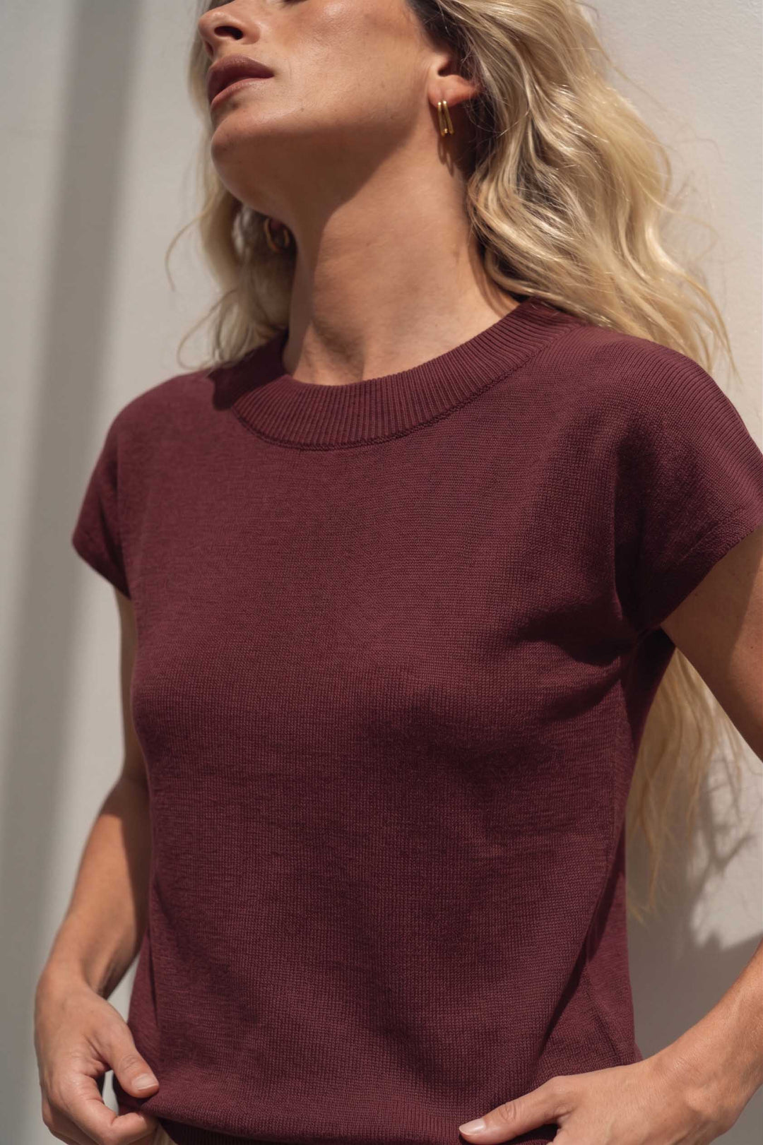 T-Shirt Lucia Linen Knit Brown – NÄZ – Zweiblatt 1