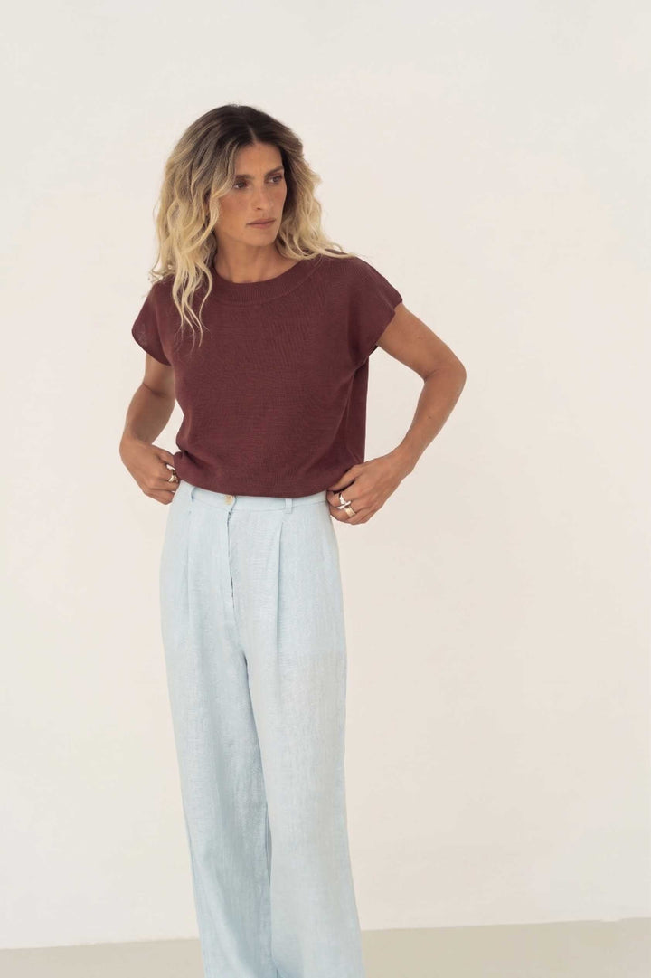 T-Shirt Lucia Linen Knit Brown – NÄZ – Zweiblatt 2