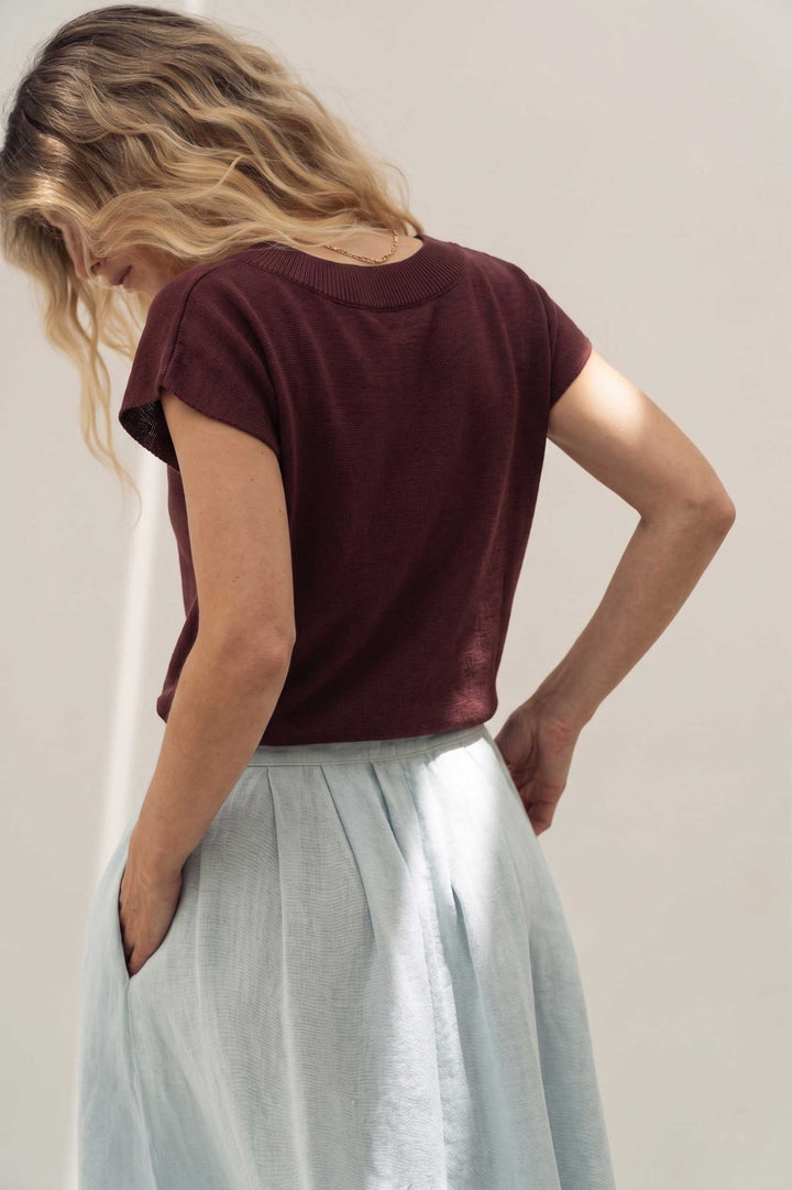 T-Shirt Lucia Linen Knit Brown – NÄZ – Zweiblatt 3