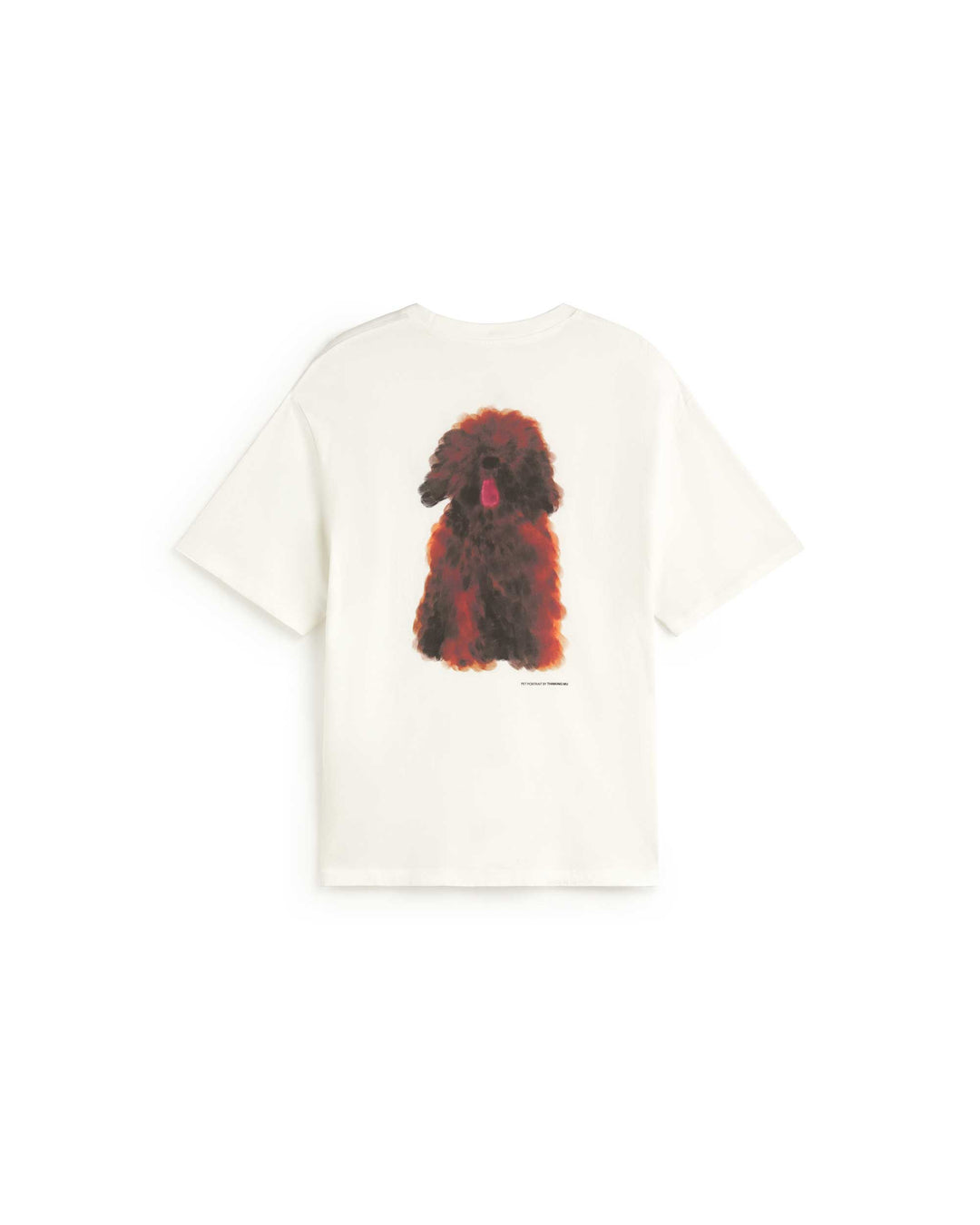 T-Shirt Pet Portrait Weiss von Thinking MU, Freisteller Rückseite mit Hundeportrait