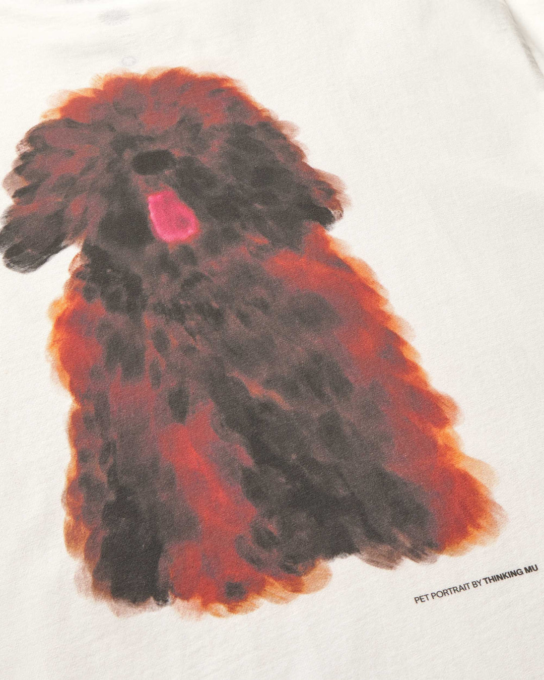 T-Shirt Pet Portrait Weiss von Thinking MU, Nahaufnahme Hundeportrait-Print