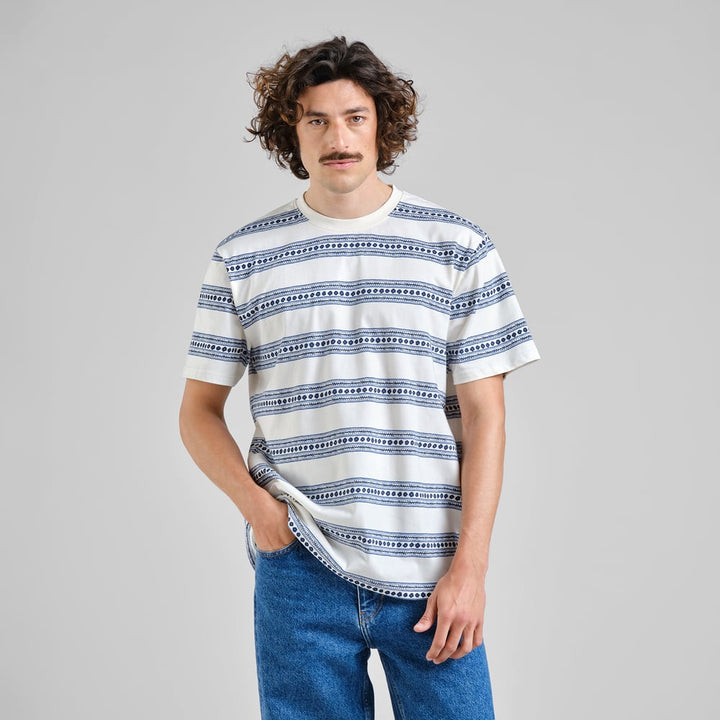 T-Shirt Stockholm Floral Stripe Blue – Dedicated – Zweiblatt 1