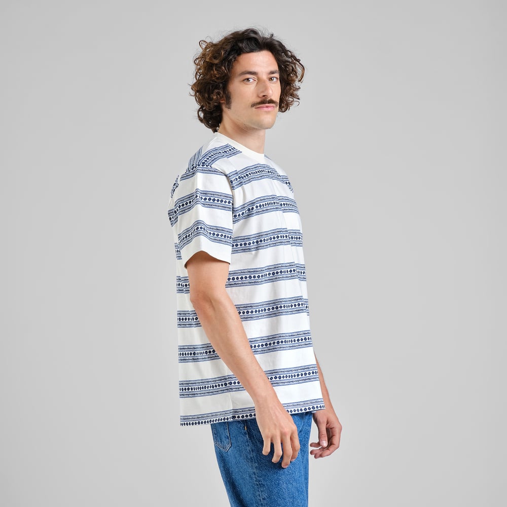 T-Shirt Stockholm Floral Stripe Blue – Dedicated – Zweiblatt 3