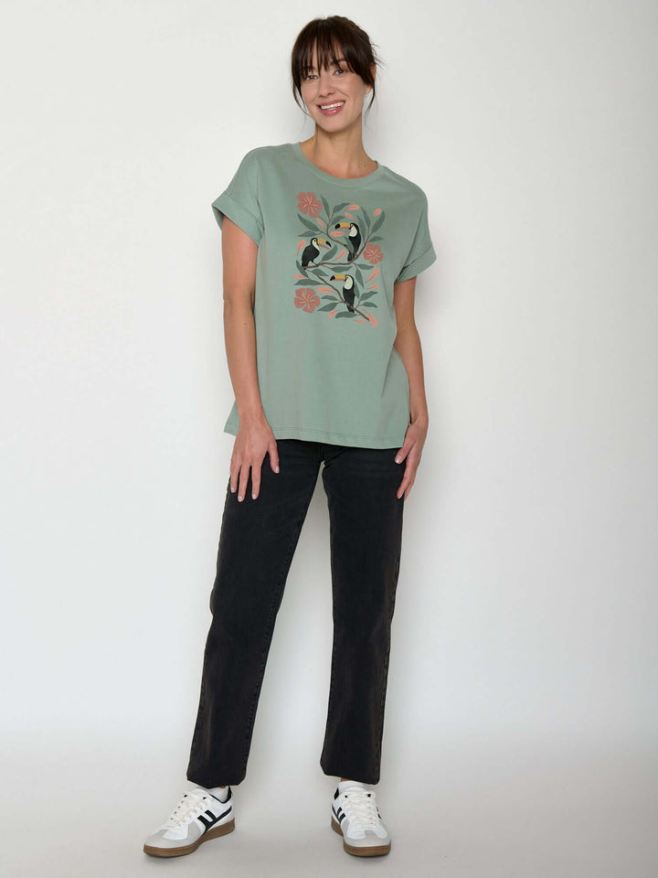 T-Shirt Tucan Flower Looney Pale Green – Greenbomb – Zweiblatt 3
