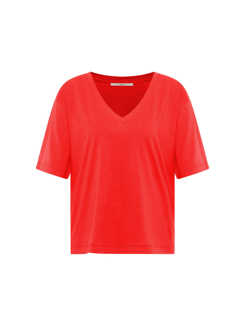 T-Shirt mit V-Ausschnitt GOTS Lava Red von Lanius