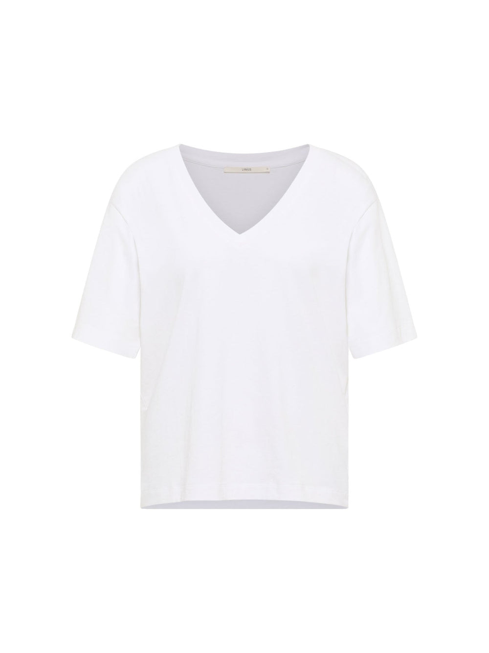 T-Shirt mit V-Ausschnitt GOTS White von Lanius freigestellt