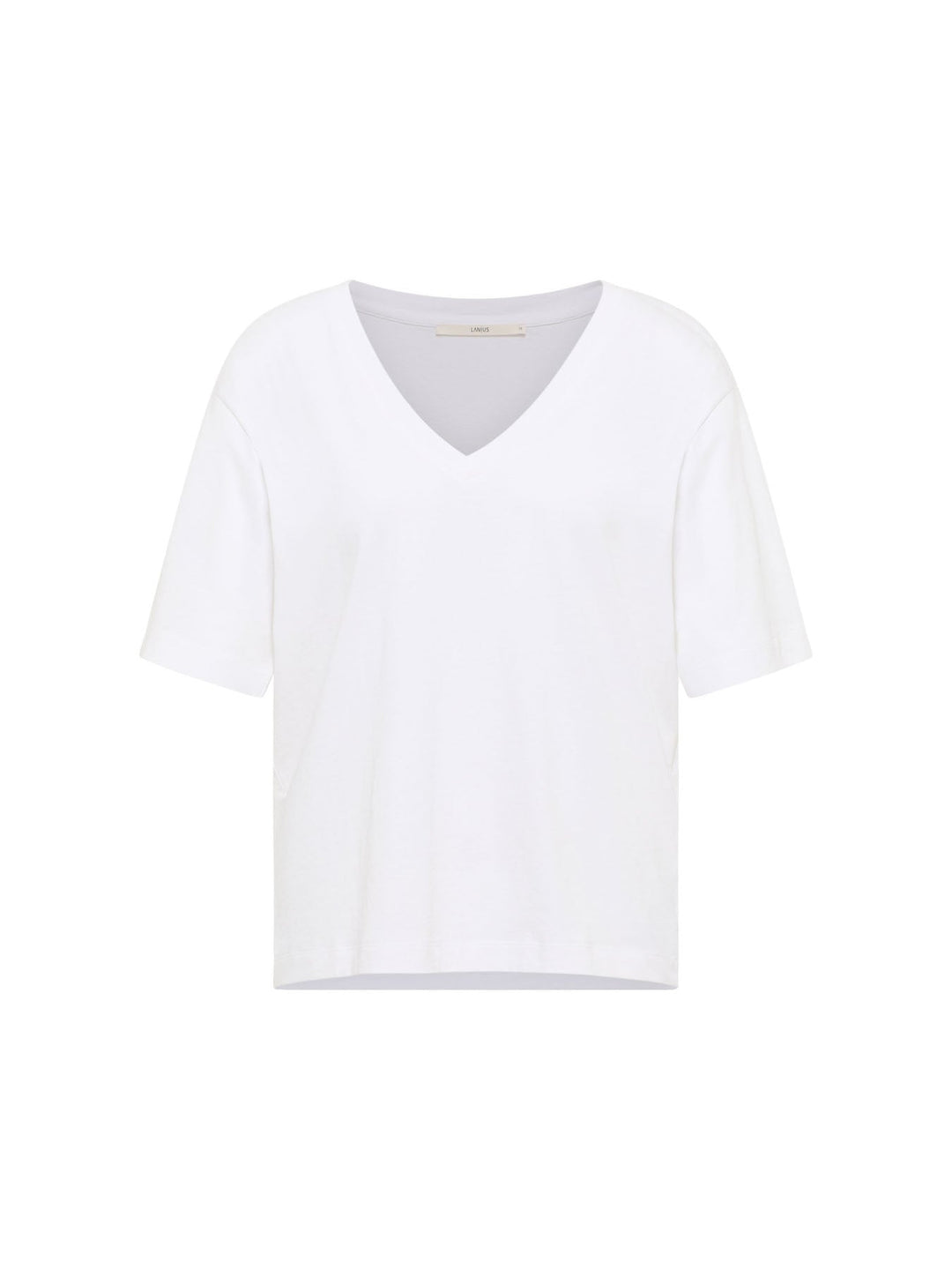 T-Shirt mit V-Ausschnitt GOTS White von Lanius freigestellt