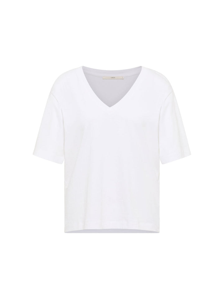 T-Shirt mit V-Ausschnitt GOTS White von Lanius freigestellt