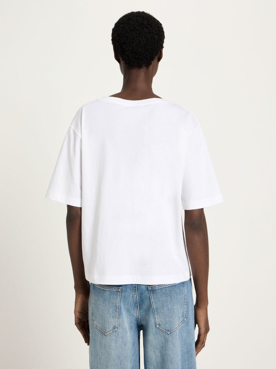 T-Shirt mit V-Ausschnitt GOTS White von Lanius Rückansicht