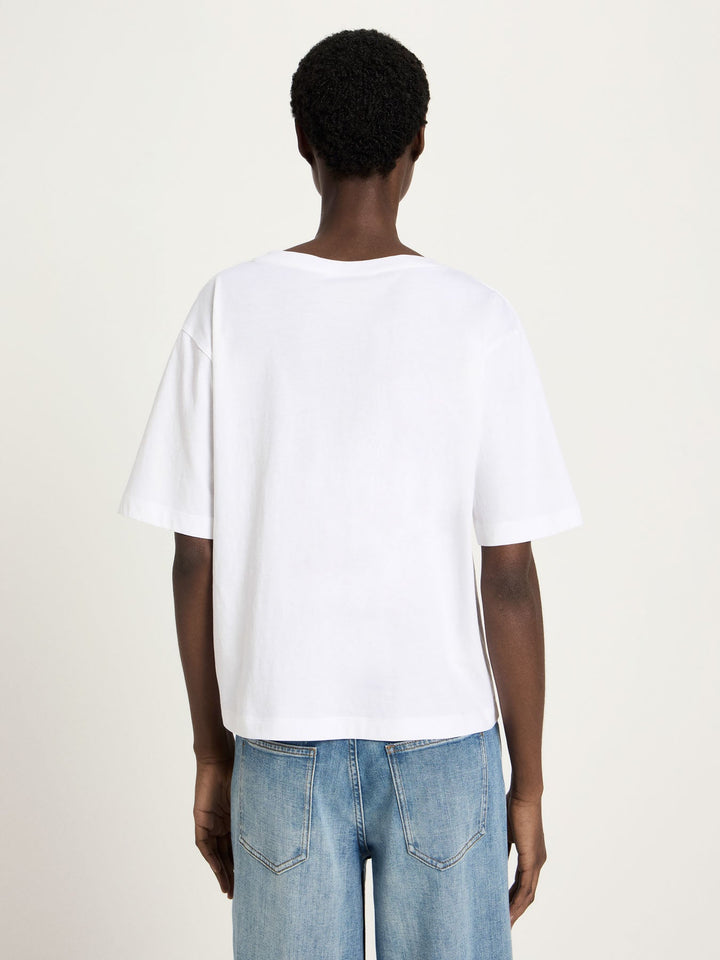 T-Shirt mit V-Ausschnitt GOTS White von Lanius Rückansicht