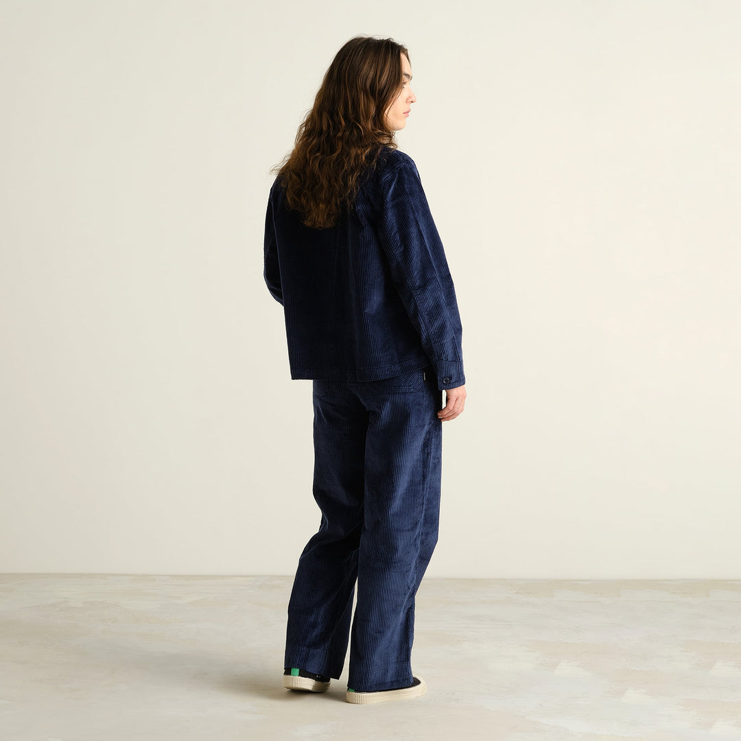 Workwear Pants Vara Corduroy Navy von Dedicated, Rückansicht